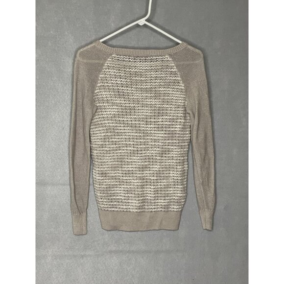 Ann Taylor Womens XS Beige Knit Sweater Lightweight Rayon Casual Pullover Top - Picture 2 of 3